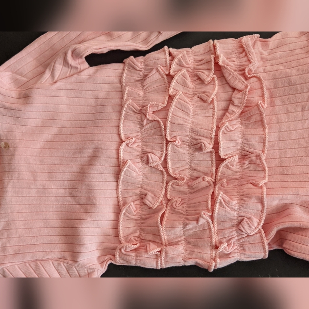 Pink Ruffled Baby One Piece Footie. - Picture 7 of 8